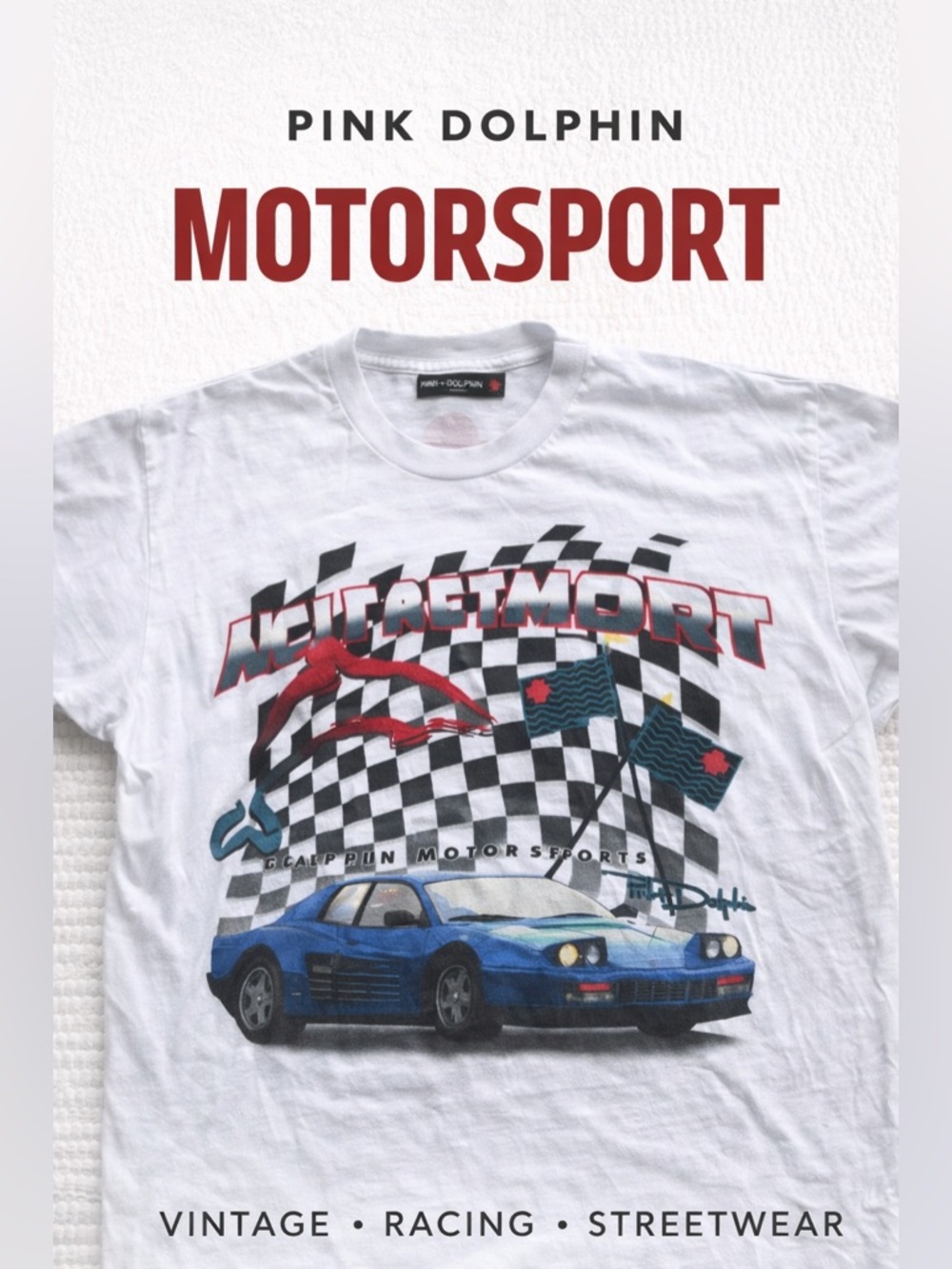Pink Dolphin Motorsport Graphic Tee Men’s L Vintage Racing Streetwear